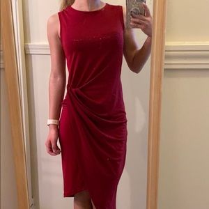 NWOT Red knotted asymmetrical dress